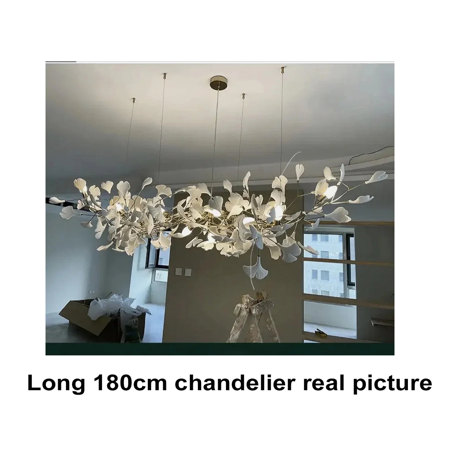 Sculptural Floral Leaf Linear Chandelier — Nature-Inspired Dining Room Pendant