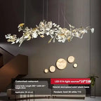 Sculptural Floral Leaf Linear Chandelier — Nature-Inspired Dining Room Pendant