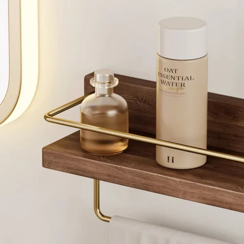 Walnut Wood Floating Bathroom Shelf