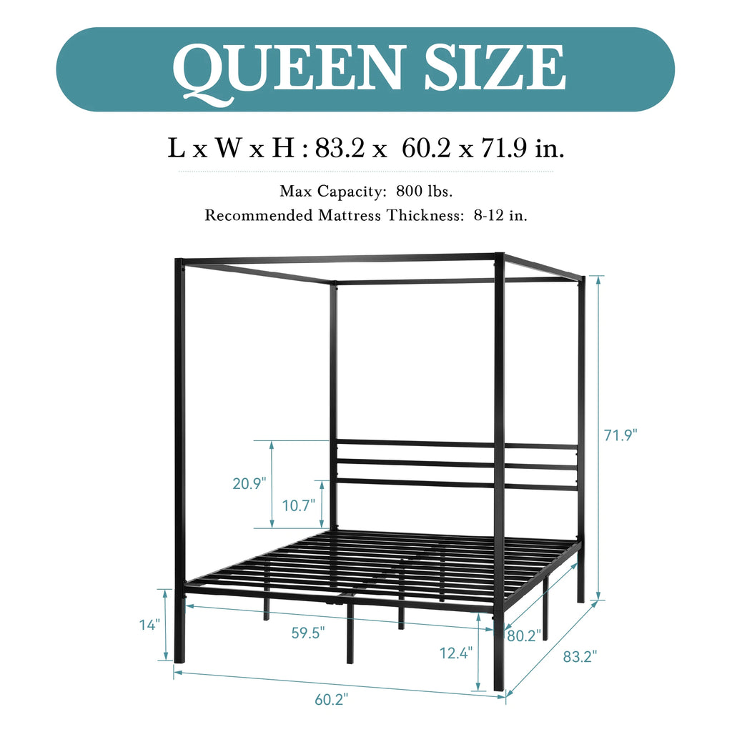 Black Metal Canopy Bed Frame