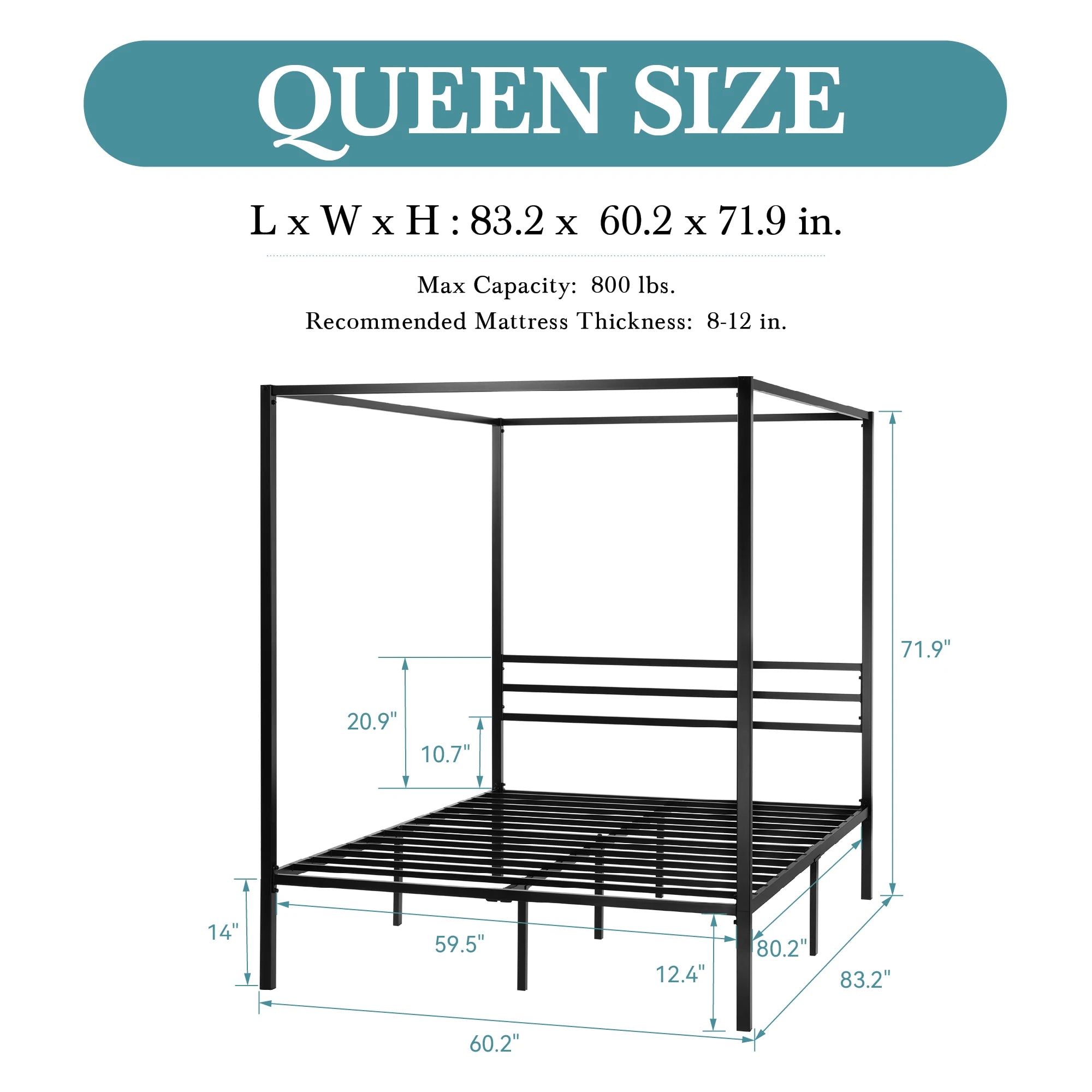 Black Metal Canopy Bed Frame