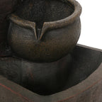 Three-Pot Tiered Cascading Outdoor Water Fountain with LED Lights