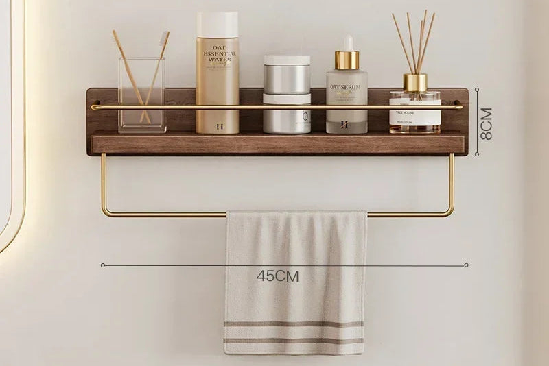 Walnut Wood Floating Bathroom Shelf