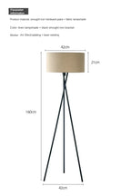 Mid-Century Tripod Floor Lamp with Fabric Shade