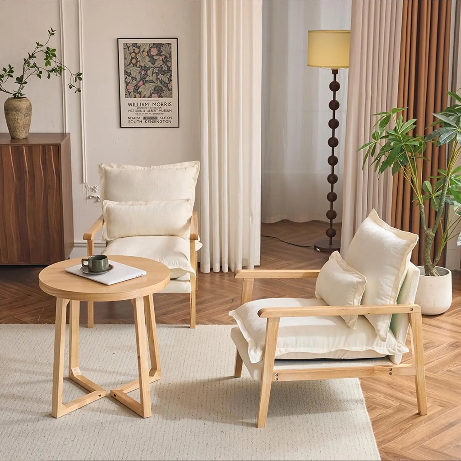 Japandi Solid Wood Accent Chair