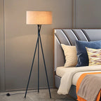 Mid-Century Tripod Floor Lamp with Fabric Shade