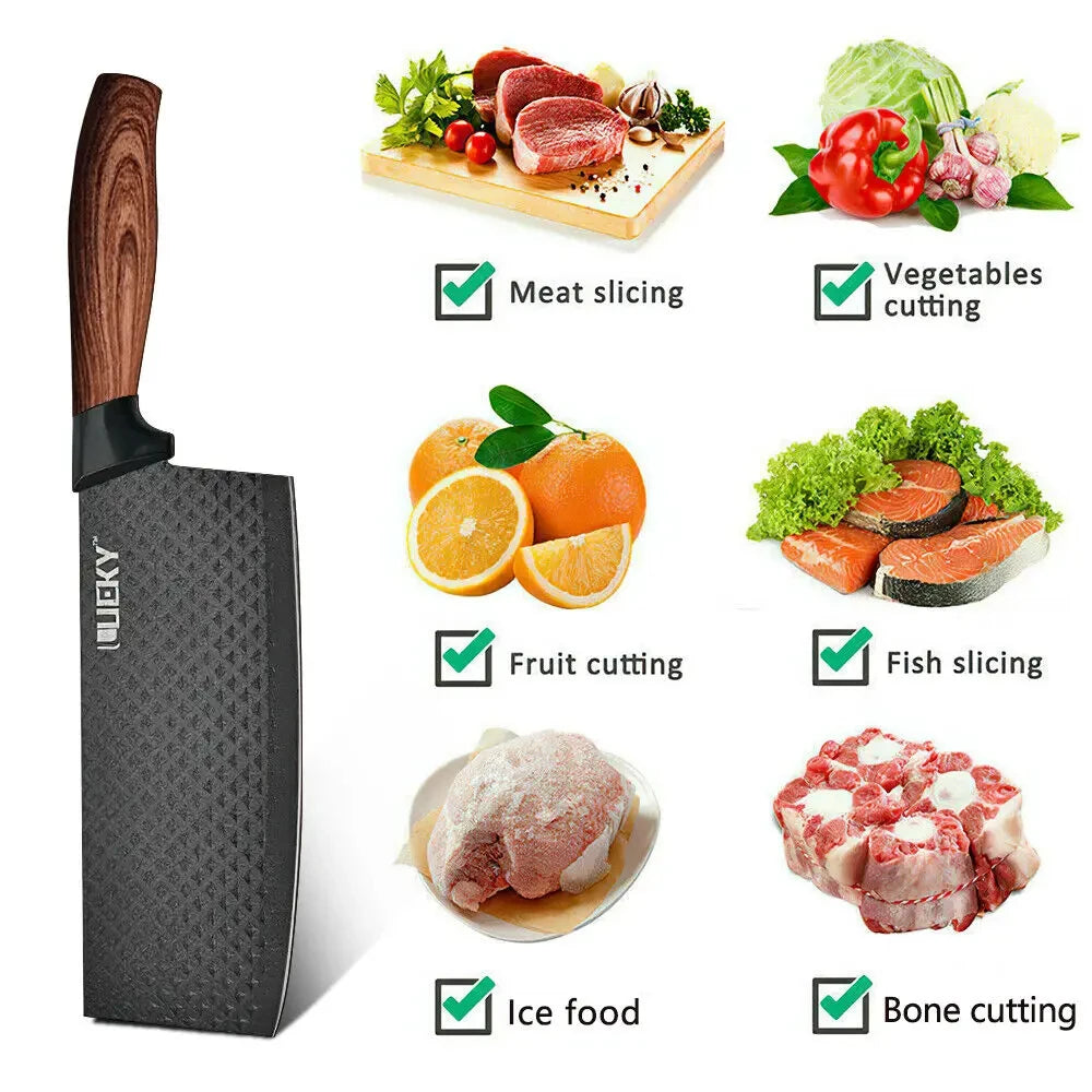 6-Piece Professional Chef's Knife Set with Dark Wood Handles & Gift Box