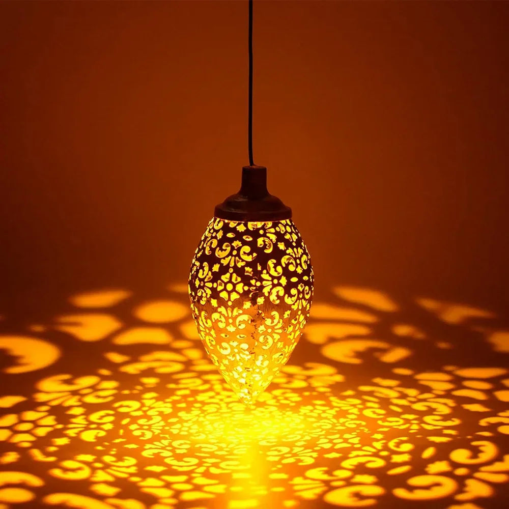Filigree Teardrop Solar Garden Lantern