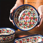 Polish Pottery Style 3-Piece Ceramic Cookware Set