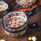Polish Pottery Style 3-Piece Ceramic Cookware Set