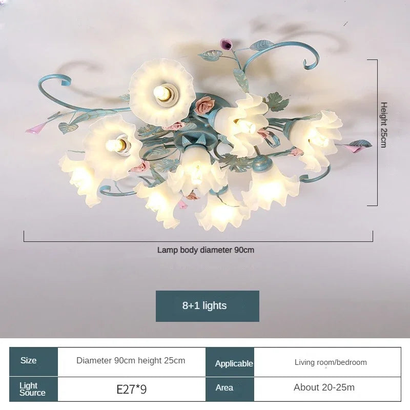 Garden Rose Floral Flush Mount Ceiling Light