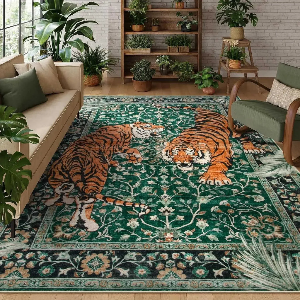 Wild Luxury Tiger Botanical Area Rug