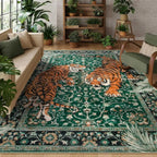 Wild Luxury Tiger Botanical Area Rug