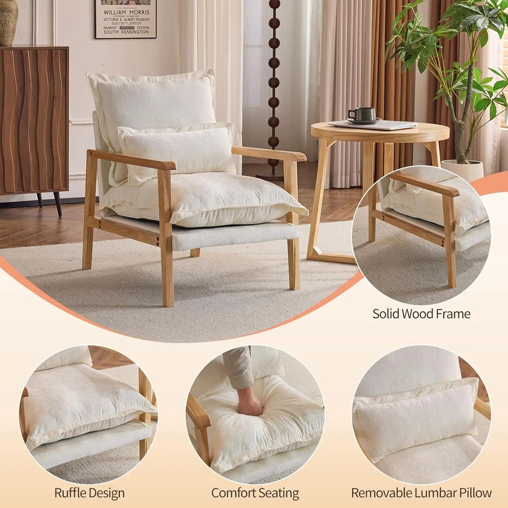 Japandi Solid Wood Accent Chair