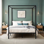 Black Metal Canopy Bed Frame