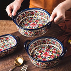Polish Pottery Style 3-Piece Ceramic Cookware Set