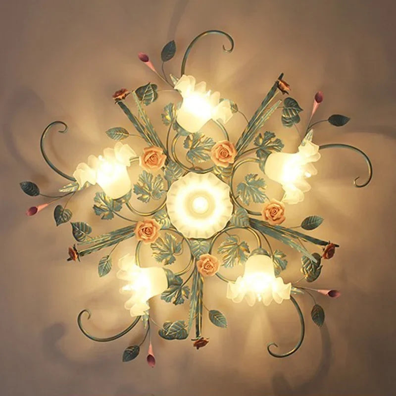 Garden Rose Floral Flush Mount Ceiling Light