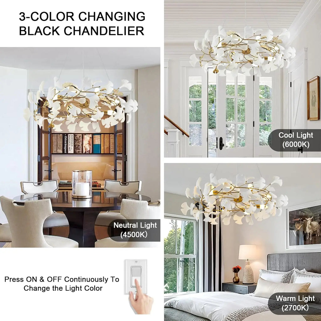 Sculptural Floral Leaf Linear Chandelier — Nature-Inspired Dining Room Pendant