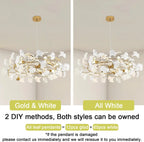 Sculptural Floral Leaf Linear Chandelier — Nature-Inspired Dining Room Pendant