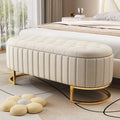Verine Channel-Tufted Storage Bench, Brushed Gold