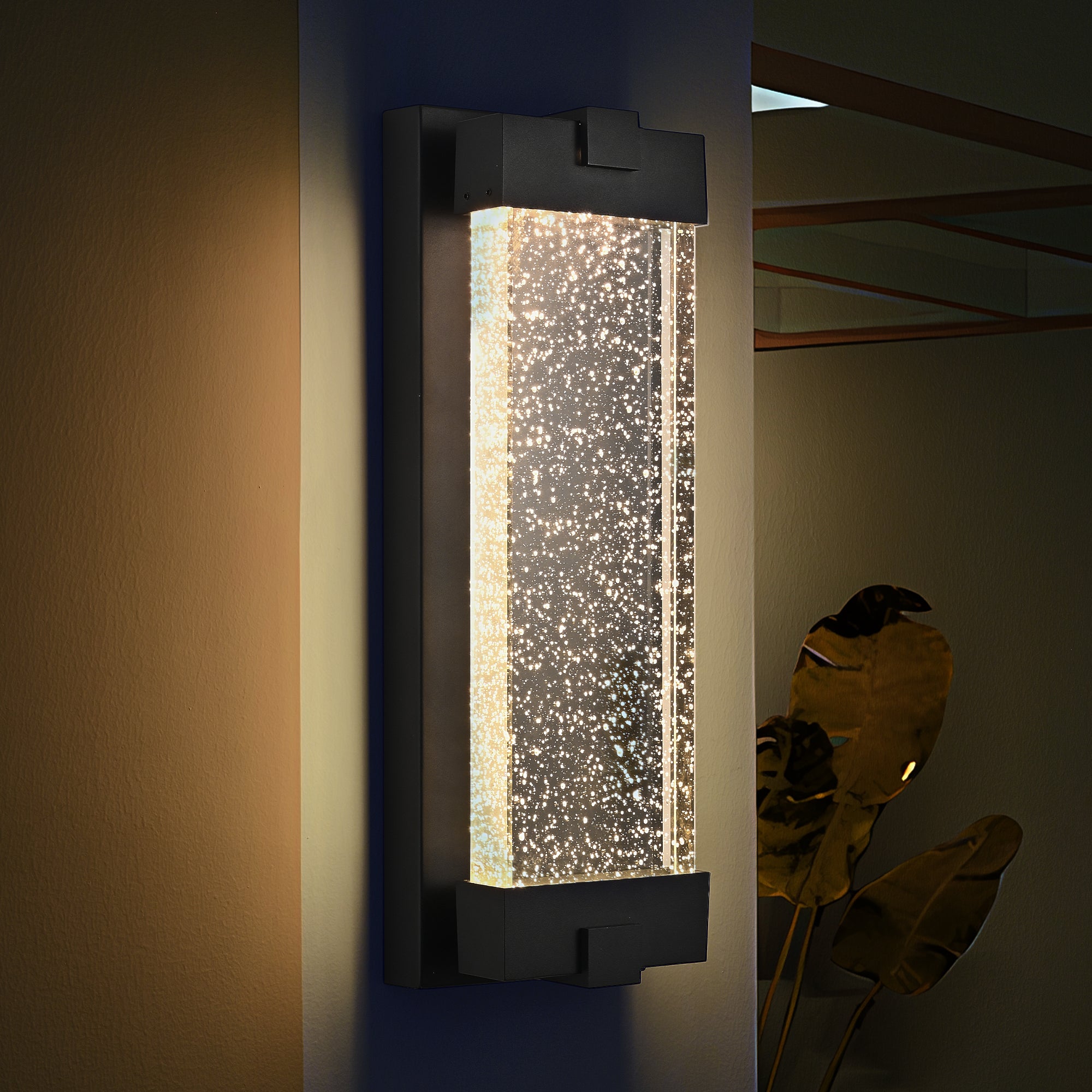 Verre Noir — Bubble Crystal Wall Sconce, Black Aluminum