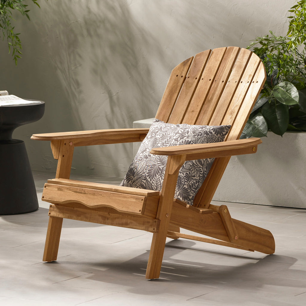 Hanlee Adirondack — Folding Acacia Lounge Chair, Teak Finish