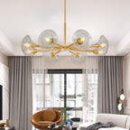 Soleil — 8-Light Gold Sputnik Chandelier with Clear Glass Shades