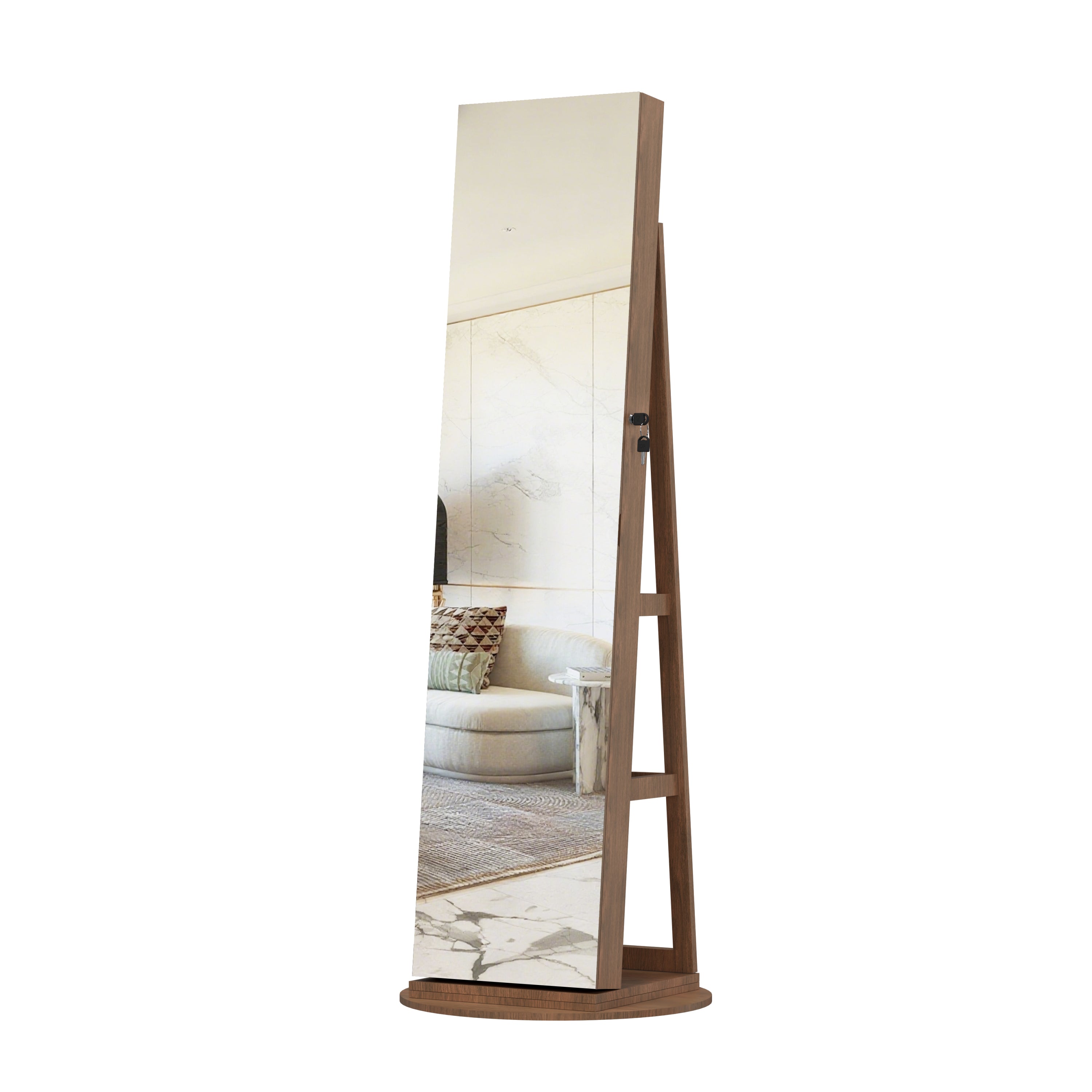 Wenlock Swivel Jewelry Mirror Armoire, Walnut