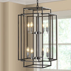 Axis 8-Light Black & Chrome Geometric Pendant Chandelier