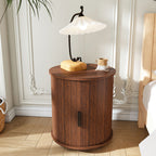 Rowan — Round Nightstand, Walnut Charging Station