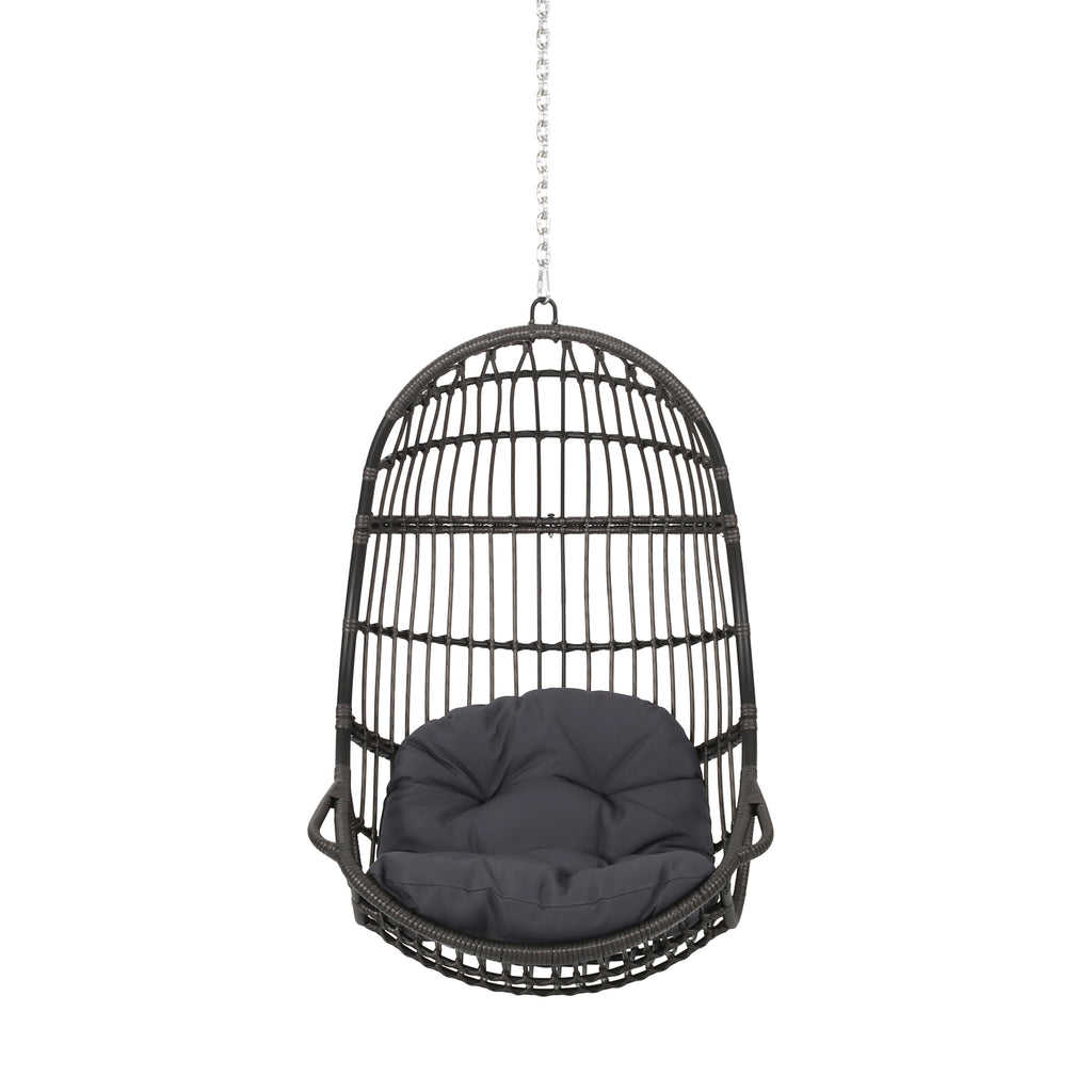 Richards Hanging Chair — Wicker Basket Swing, Grey