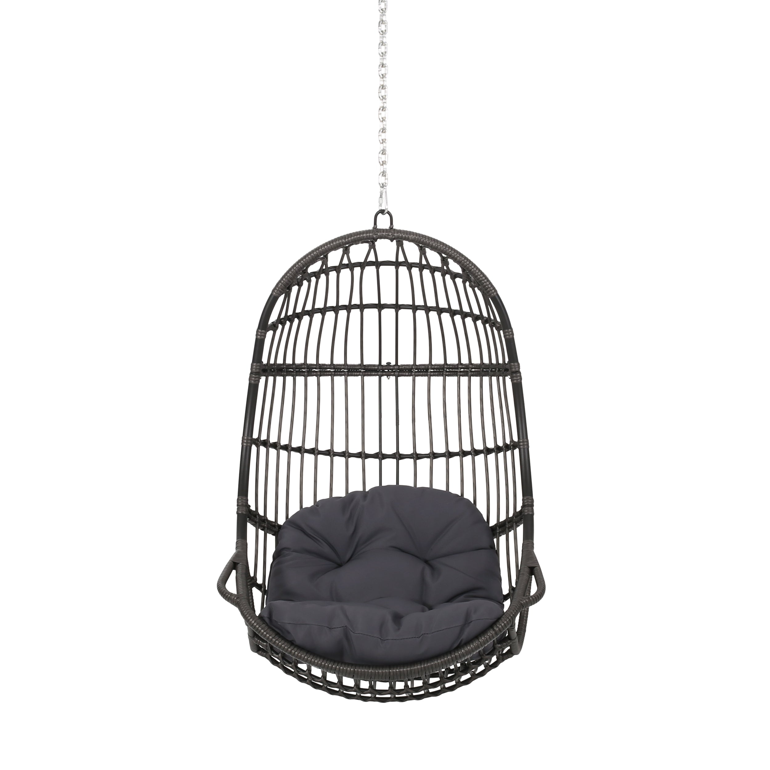 Richards Hanging Chair — Wicker Basket Swing, Grey
