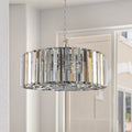 Solene — 17' 4-Light Crystal Drum Chandelier, Polished Chrome